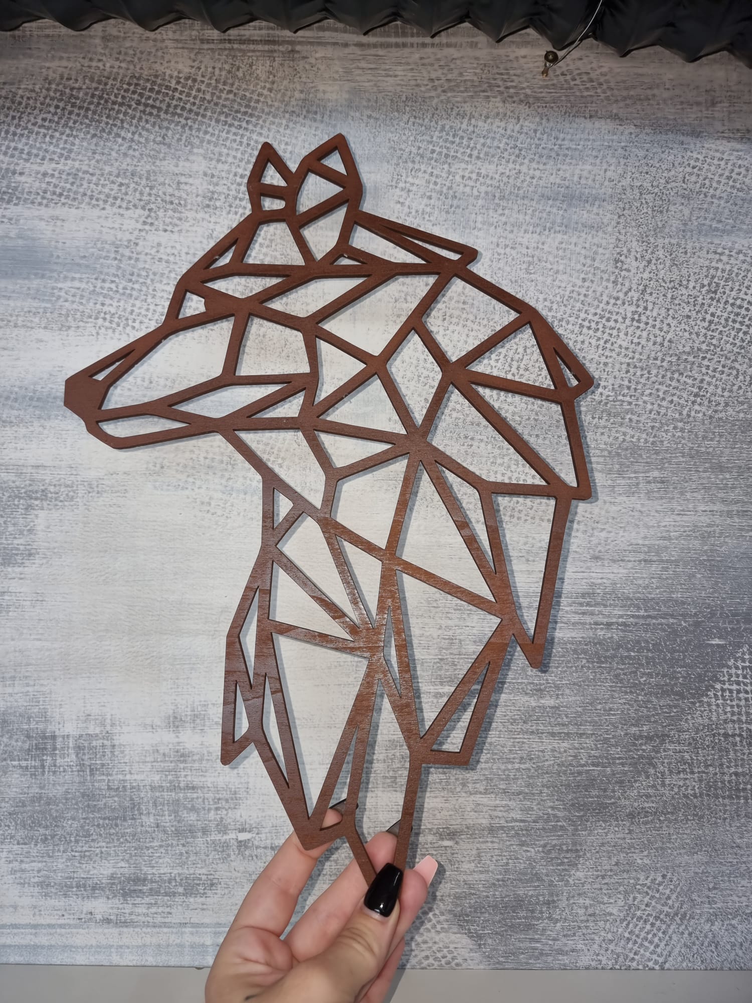 Geometrischer Wolf - Wanddeko aus Holz  Kopie